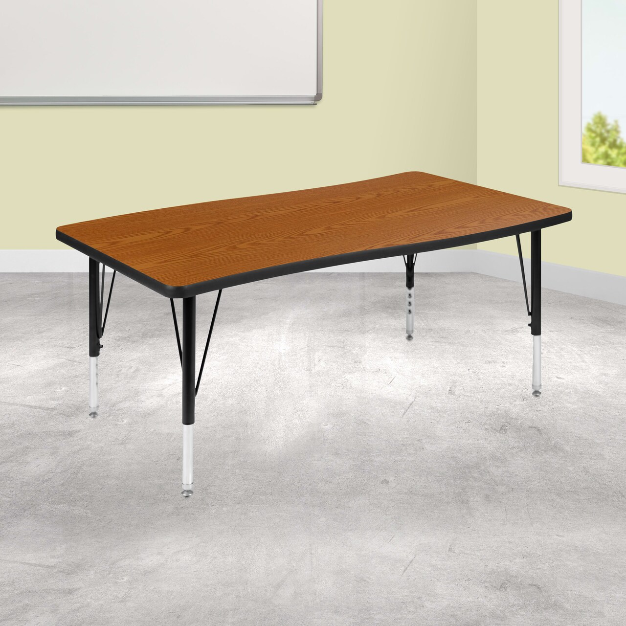 Emma and Oliver 28"W x 47.5"L Rectangle Wave Flexible Collaborative Kids Adjustable Activity Table